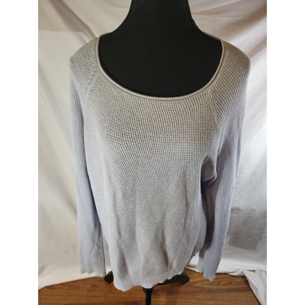 Eileen Fisher Sizs M Light Blue Organic Linen & Cotton Blend Sweater